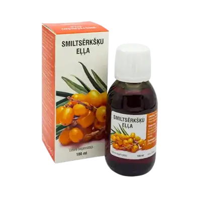 Smiltsērkšķu eļļa stikla pudelītē